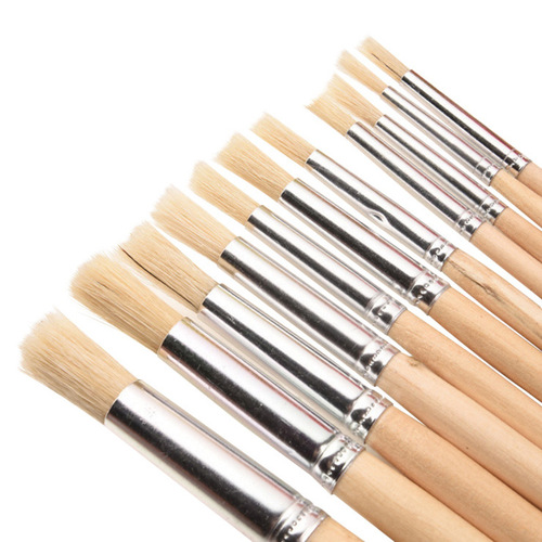 New wholesale pig bristle round head oil paint brush art watercolor gouache acrylic paint brush children's paint brush 1-12