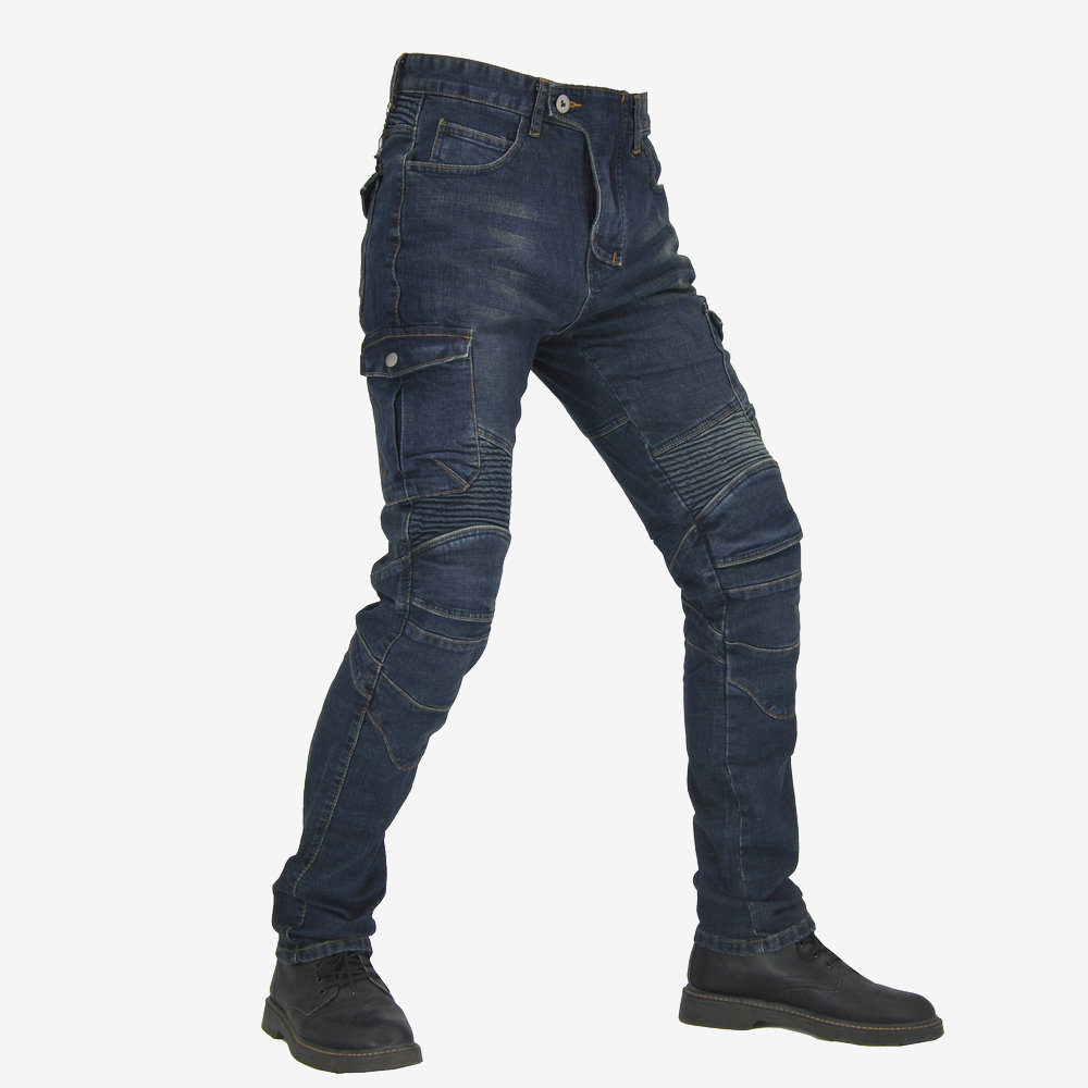 Fábrica al por mayor ejército verde ropa de trabajo multi-bolsa motocicleta jeans hombres al aire libre motocicleta elástico caída-resistente pantalones de equitación