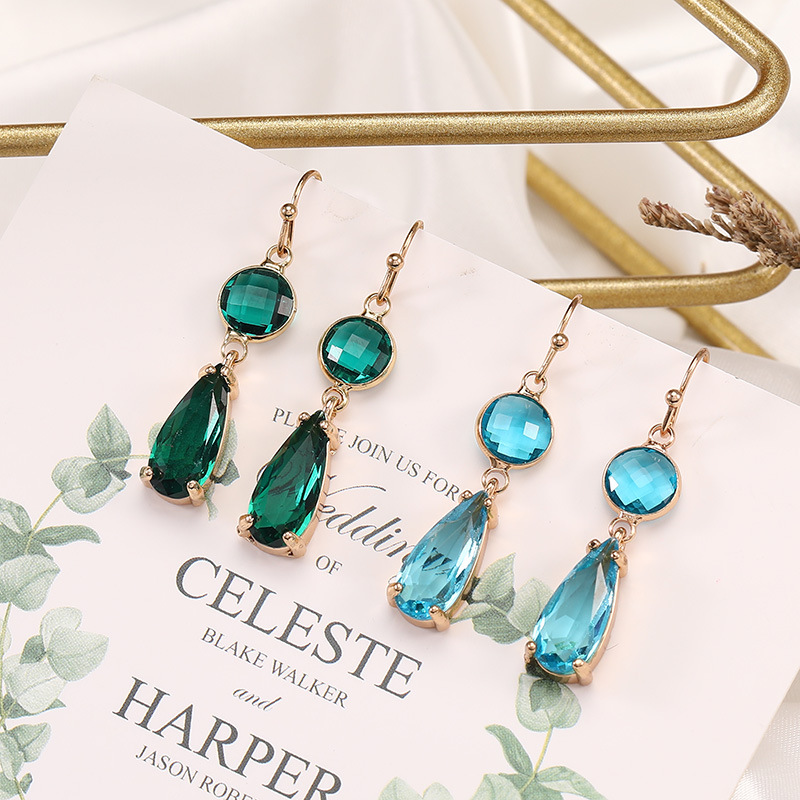 8g Weight Alloy Ear Needle Material Artificial Crystal Inlay Material Drop Earrings Classification 1 Pair Quantity Holiday, Daily Occasion Copper Material Geometric, Water Droplets Pattern Women's Gender Asymmetrical, Plating, Inlay Design Elegant Style Copper Elegant Asymmetrical Plating Inlay Geometric Water Droplets Artificial Crystal Drop Earrings 2