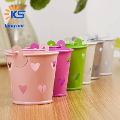 糖果色镂空心形小铁桶创意桌面收纳铁皮桶马口铁迷你喜糖盒子批发