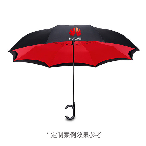 Reverse umbrella with customizable logo, car C-shaped double-layer hands-free female cartoon children's German car umbrella automatic