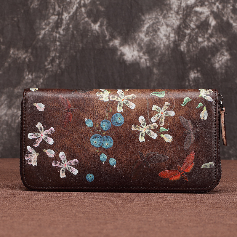 New Genuine Leather Long Zipper Women's Cowhide Wallet Large Capacity Handheld Bag_voghion.com