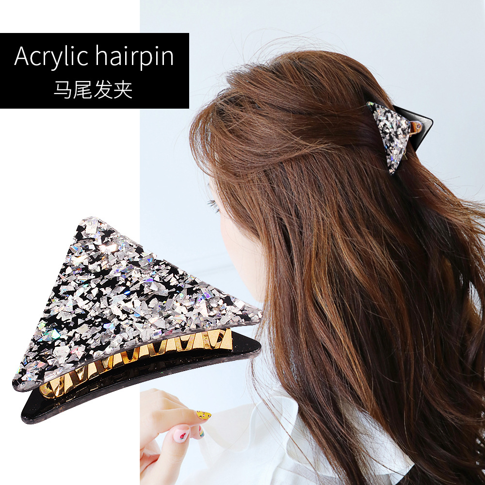 Nouveau Chapeaux Japonais Cheveux Accessoires Acétate Poudre D'or Griffe De Cheveux Cheveux Beauté Clip Triangle Géométrique Grip Personnalisé 2021 display picture 2
