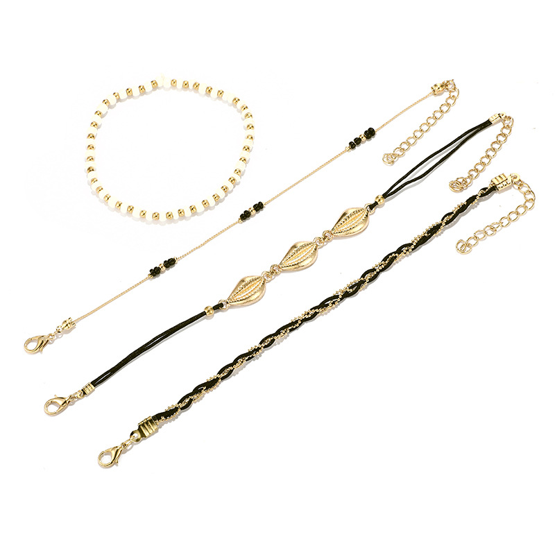 Fashion Mizhu Golden Shell Anklet 4 Piece Set Frosty Conch Line Anklet Set display picture 10