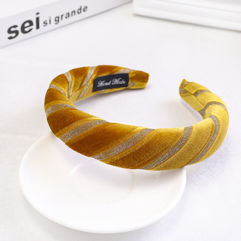 Korean fashion new simple gold velvet fabric bronzing stripe hair band wholesale nihaojewelrypicture1