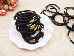 Korean-style metal clasp hair accessories with black elastic bands, ponytail hair clips wholesale, 2-yuan store hot-selling hair ties