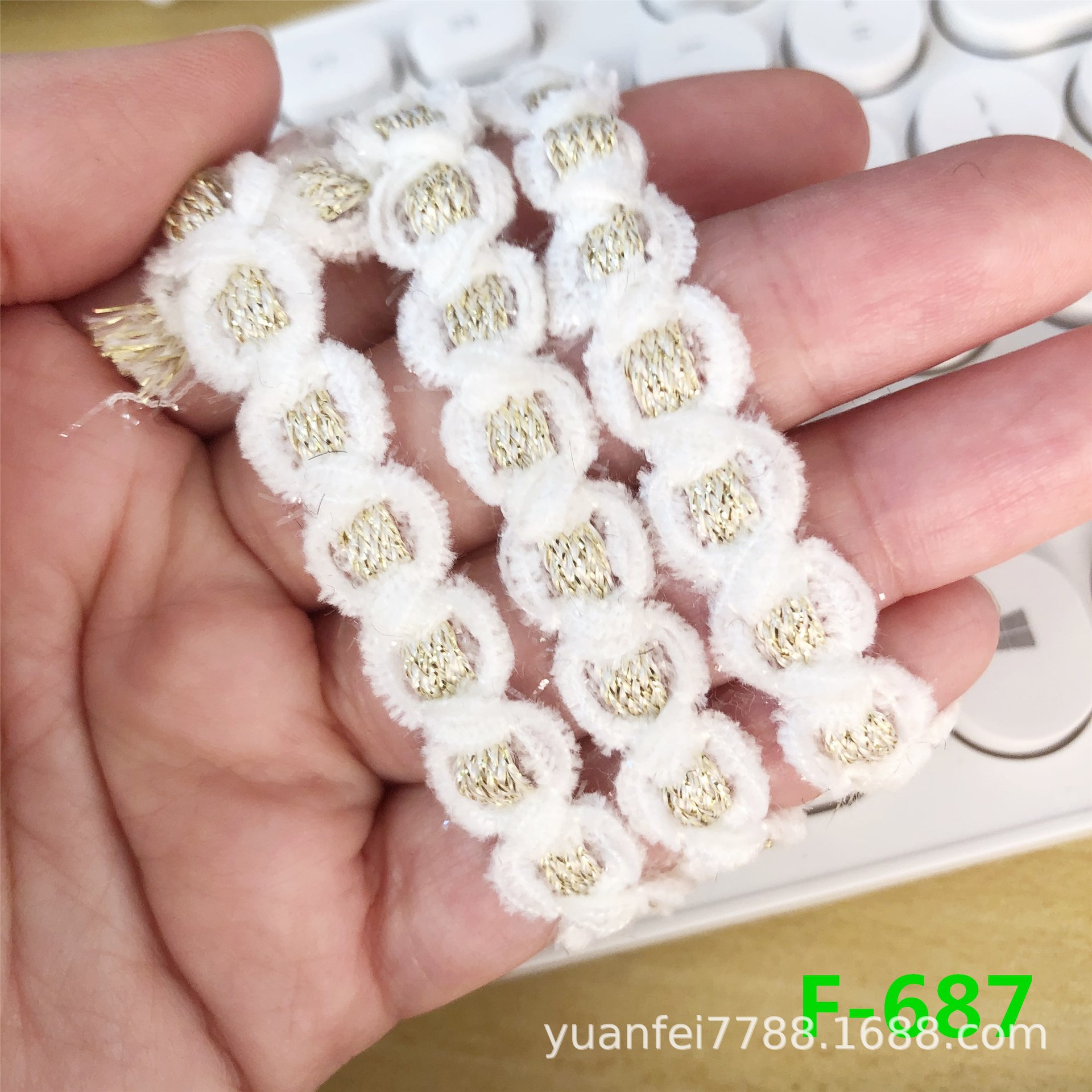 F-687新版玻璃丝圆圈金线小香风织带花边洛丽塔汉服家纺辅料