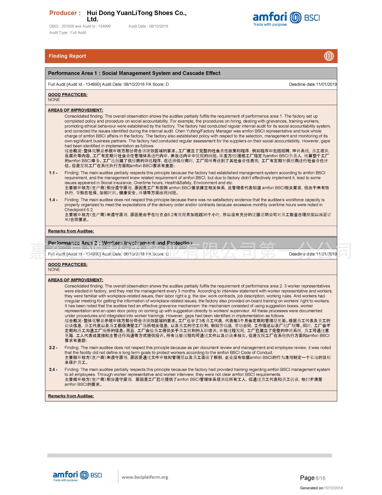 2018 BSCI OF YUANLITONG SHOES