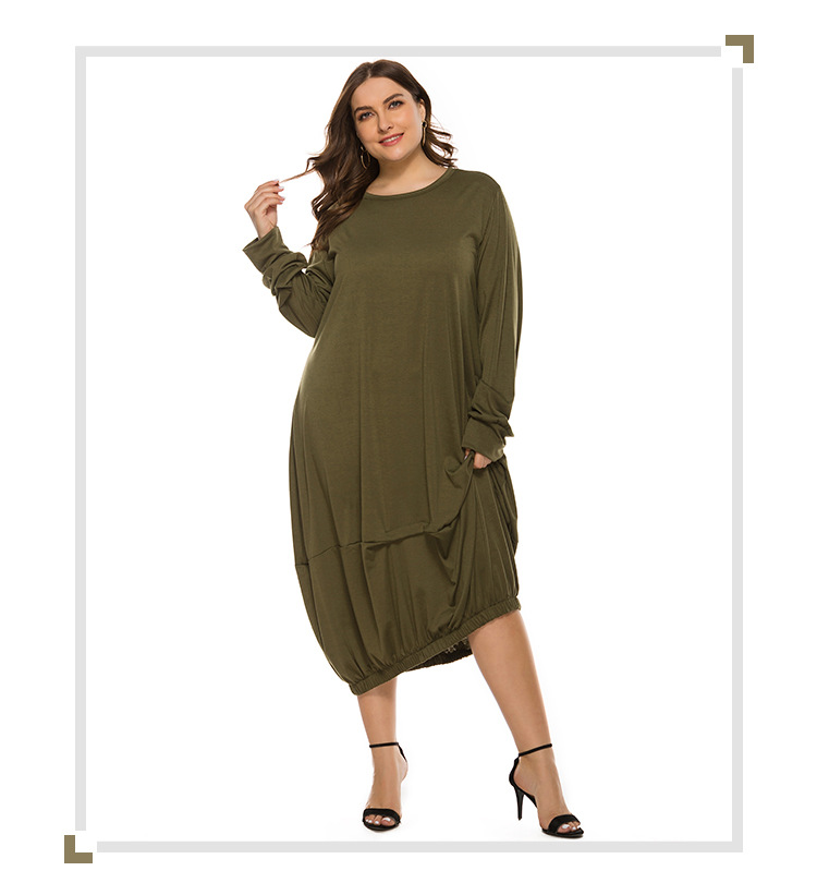 solid color round neck long sleeve dress nihaostyles clothing wholesale NSJR84239