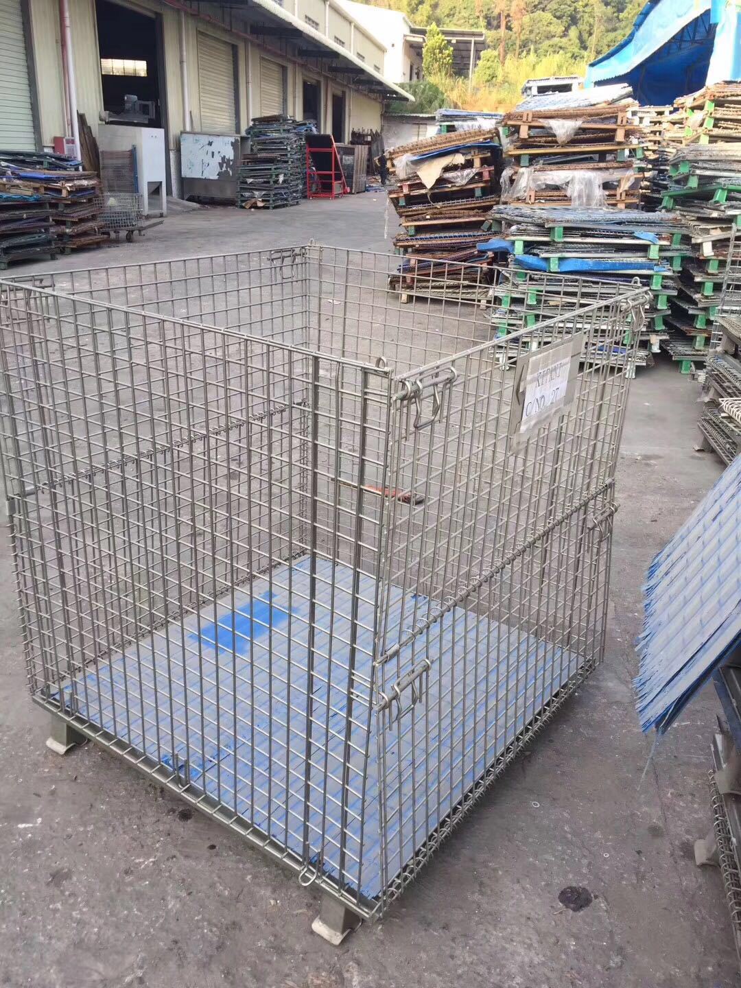 出售二手铁筐铁笼蝴蝶框仓库笼仓储筐蝴蝶框周转箱折叠式