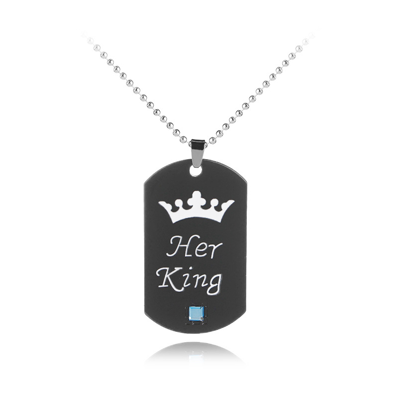 Hot Sale New Fashion Couple Crown Lettering Necklace Keychain Wholesale display picture 4