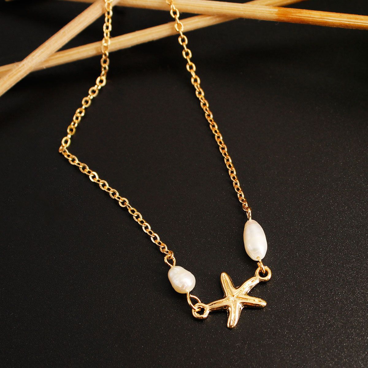 Fashion Star Alloy Plating Artificial Pearls Anklet