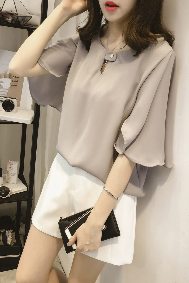 Летняя шифоновая футболка с коротким рукавом oversize, плюс размер