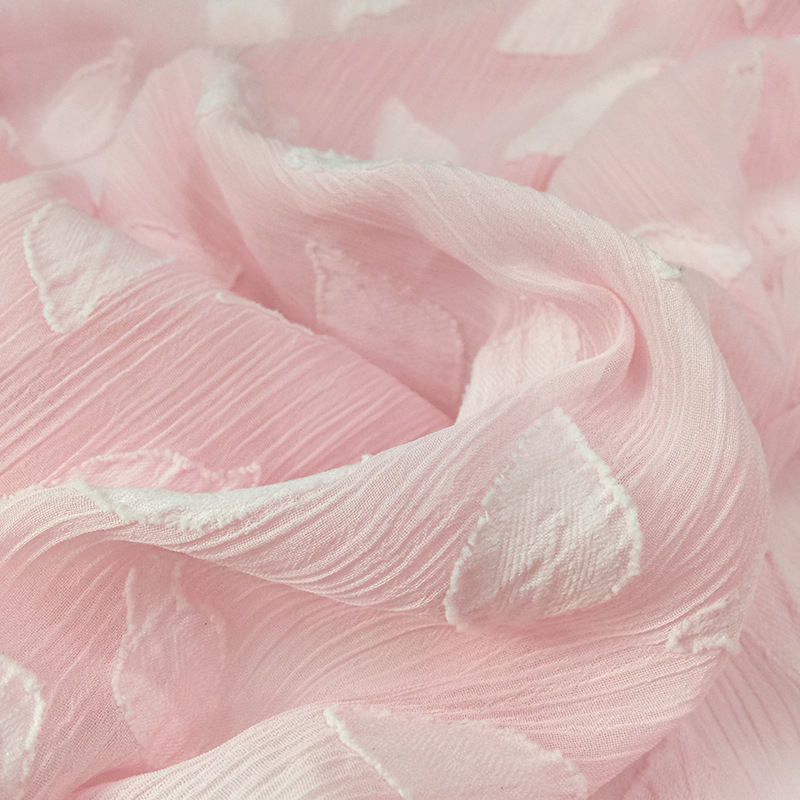 剪花厂家供应75D全涤剪花雪纺布 牡丹花剪花雪纺女士衬衫面料批发