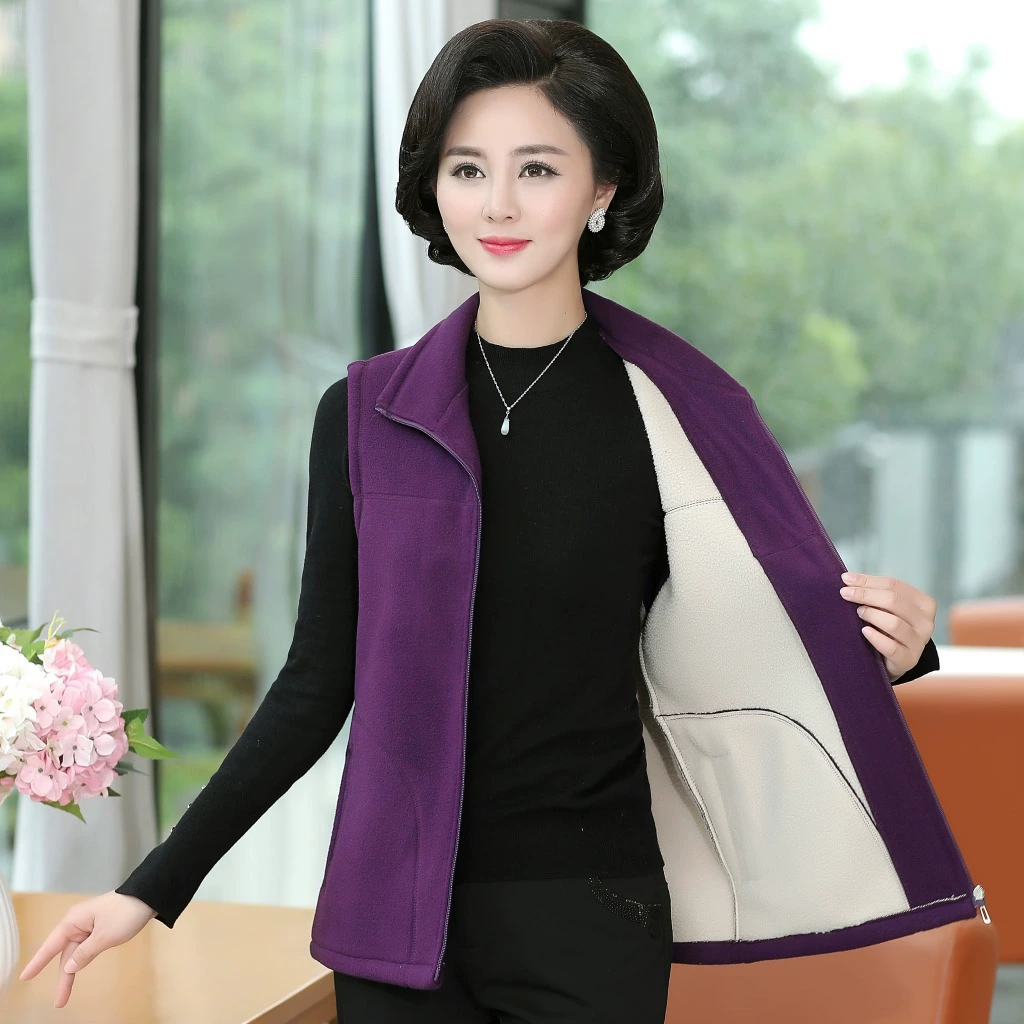 Жилет для матери с вертикальным воротником, флисовая женская одежда с верхней зарядкой, свободный внутренний жилет на танке, кардиган, утепленная Теплая Флисовая одежда, взрыв