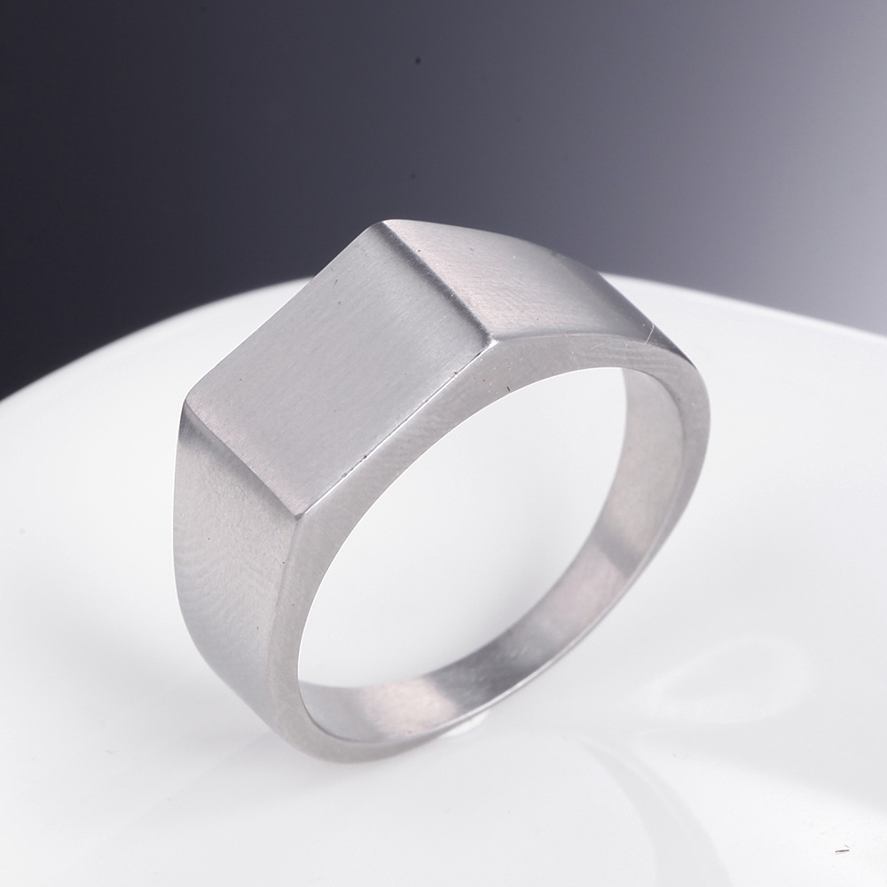 Rings Classification 1 Piece Quantity Daily Occasion Simple Style Square Titanium Steel Polishing 18K Gold Plated Men'S Rings Men Band Rings