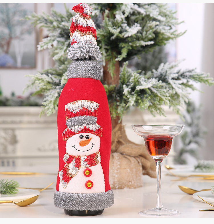 Christmas New Hot Sale Grey Velvet Closure Hooded Red Wine Bottle Cover Red Wine Bag display picture 6