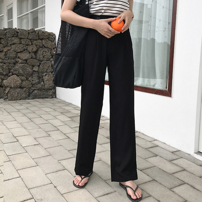 Big yards, women's fat mm2020 Autumn Mopping the floor Wide leg pants trousers Straight pants Elastic Paige Casual pants