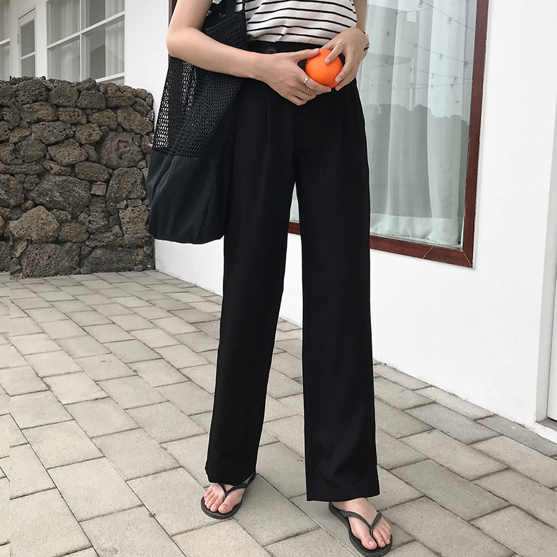 Big yards, women's fat mm2020 Autumn Mopping the floor Wide leg pants trousers Straight pants Elastic Paige Casual pants