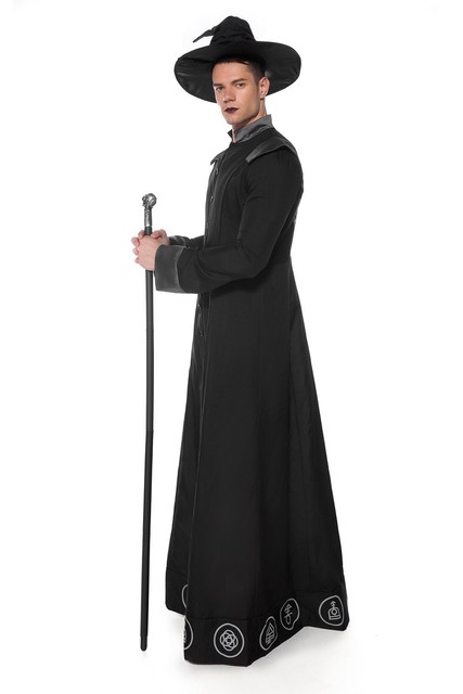 Men’s black classic wizard wizard prophet costume devil party cos stage costume