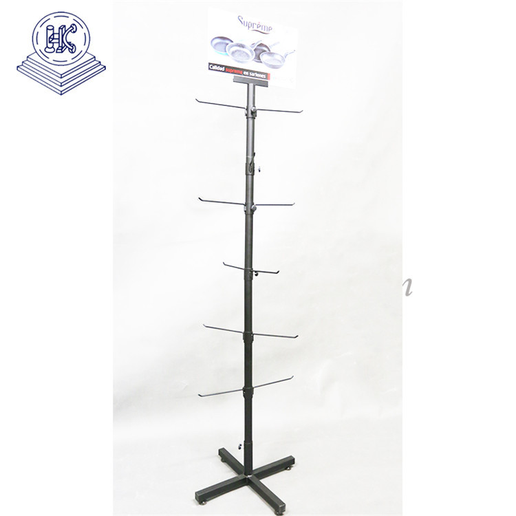 多功能旋转平底锅展示架 炒锅挂货架陈列架 烹饪厨具金属展架定制