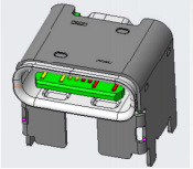 type-c单排16PIN母座  ,端子SMT平贴,外壳DIP ,单排SMT垫高4.3