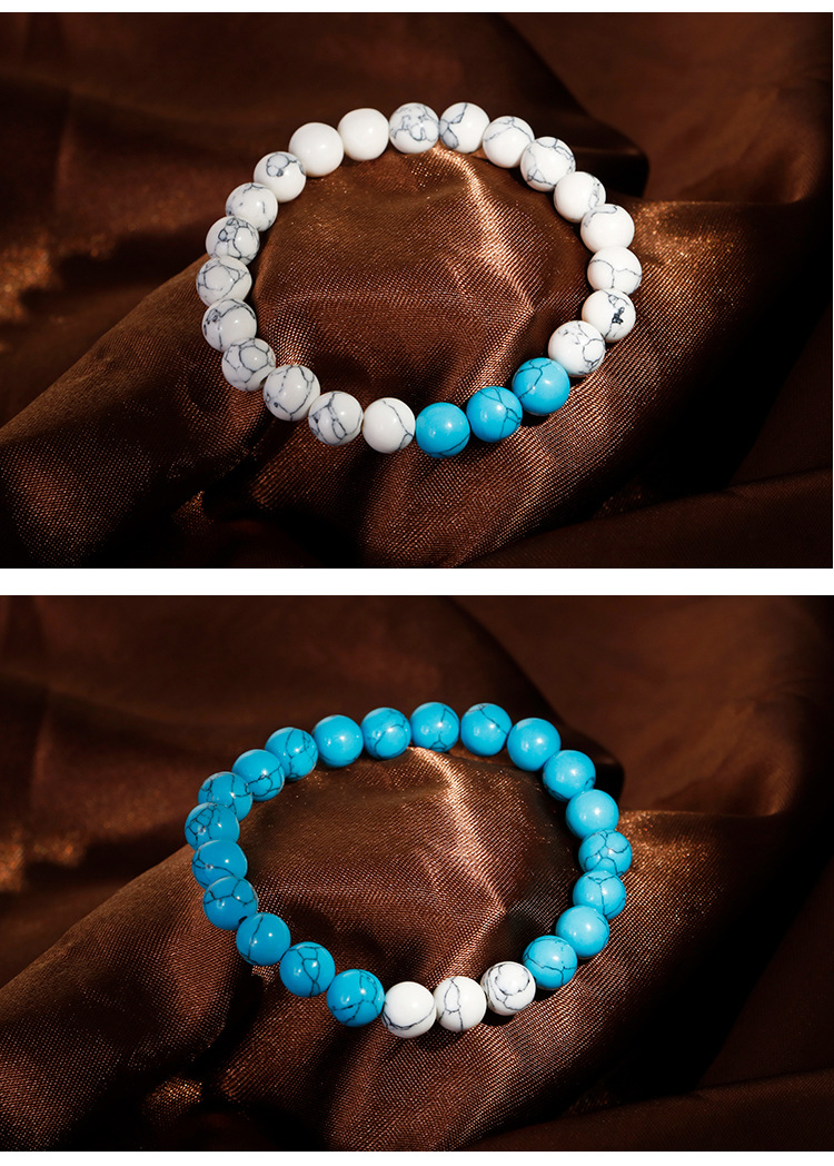 Bracelets De Perles Turquoises Rétro Bleu Et Blanc En Gros Bijoux Nihaojewelry display picture 3