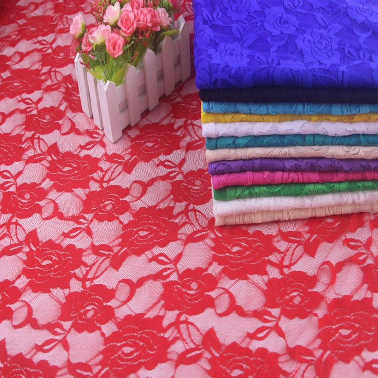 高品质贴身打底衫内衣玫瑰花弹力蕾丝网布提花网纱现货批发广州