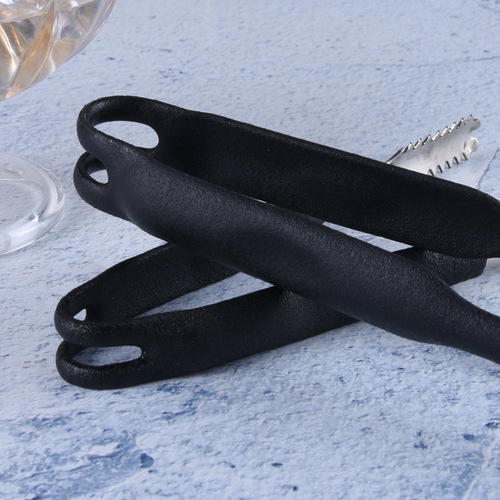 Stainless steel ice clip with rubber handle, bar rubber ice clip, ice tongs/tooth edge clip/cubic ice special clip
