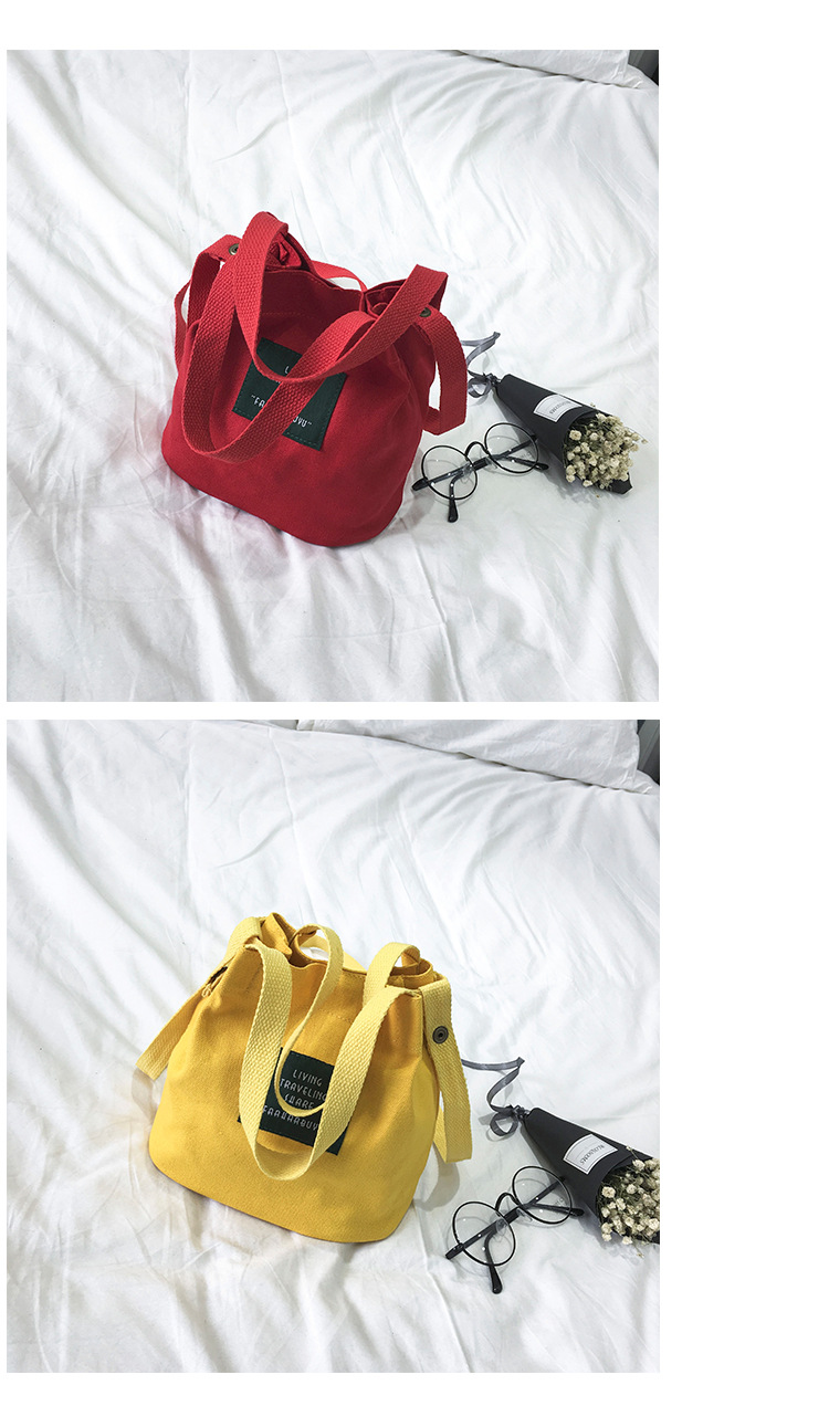 New Fashion Canvas Small Bucket Bag Shoulder Bag display picture 4