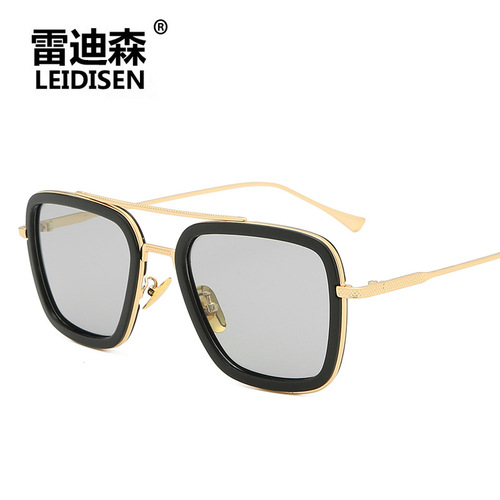 Iron Man polarized sunglasses Downey same style glasses Avengers Spider-Man European and American square frame sunglasses 2836