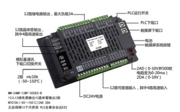 中达优控触摸屏PLC一体机5寸MM-24MR-500FX-b