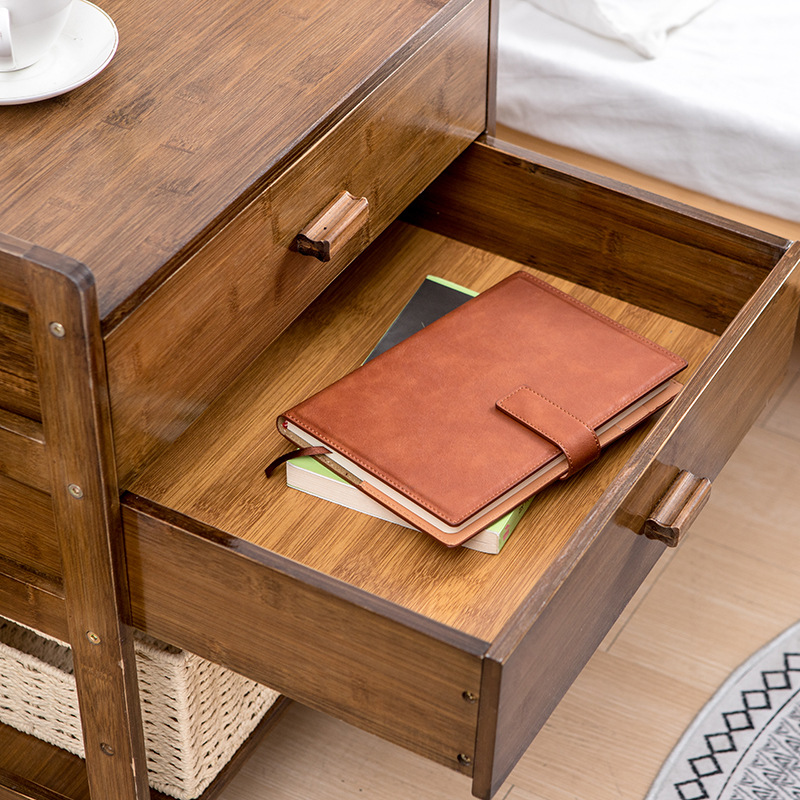 Directo de fábrica simple moderna mesita de noche de madera maciza dormitorio cajón doble cajón de almacenamiento gabinete de esquina multifuncional mesita de noche