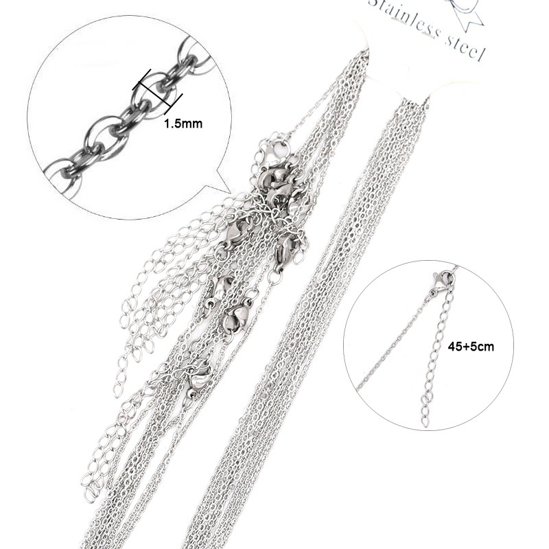 1.5mm, 2MM Jewelry Making Size 10 PCS/Package 1.5mm 2MM 304 Stainless Steel Solid Color Chain