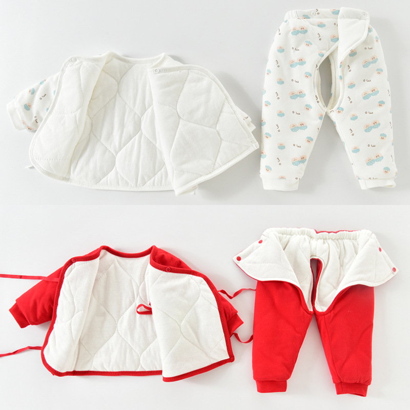 Newborn baby cotton padded clothes set 0-3 months old baby winter clothes thickened 6 newborn baby clothes pure cotton padded jacket in autumn and winter