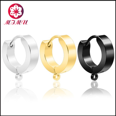 厂家直销不锈钢耳扣焊圈男式耳环耳圈带吊坠孔DIY配件女耳夹创意