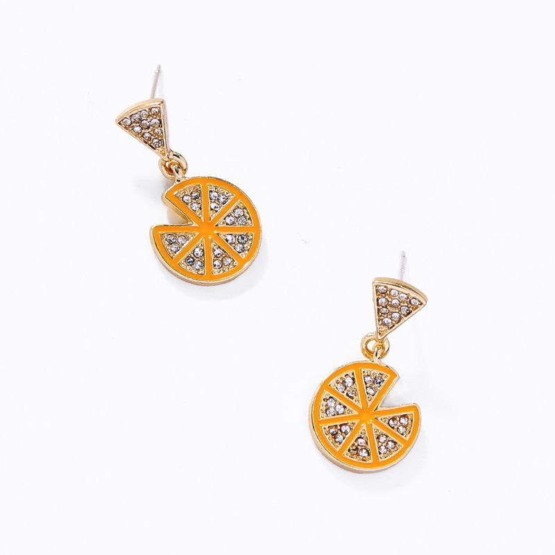 De980181 Creative Citron Boucles D'oreilles Femelle Diamant Banlieue De Tous-boucles D'oreilles Assorties De Mode Conception Sens Internet-célèbre Polyvalent Boucles D'oreilles display picture 8