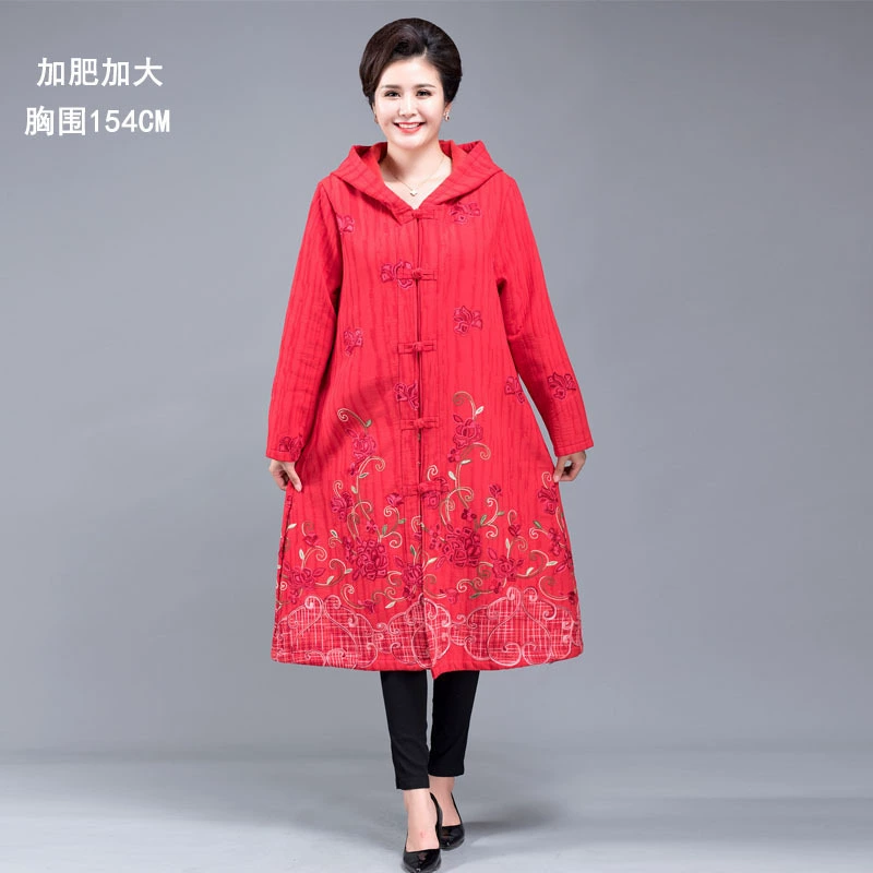 2020 новое женское длинное бархатное пальто с вышивкой для женщин среднего возраста, женский топ размера на весну и осень