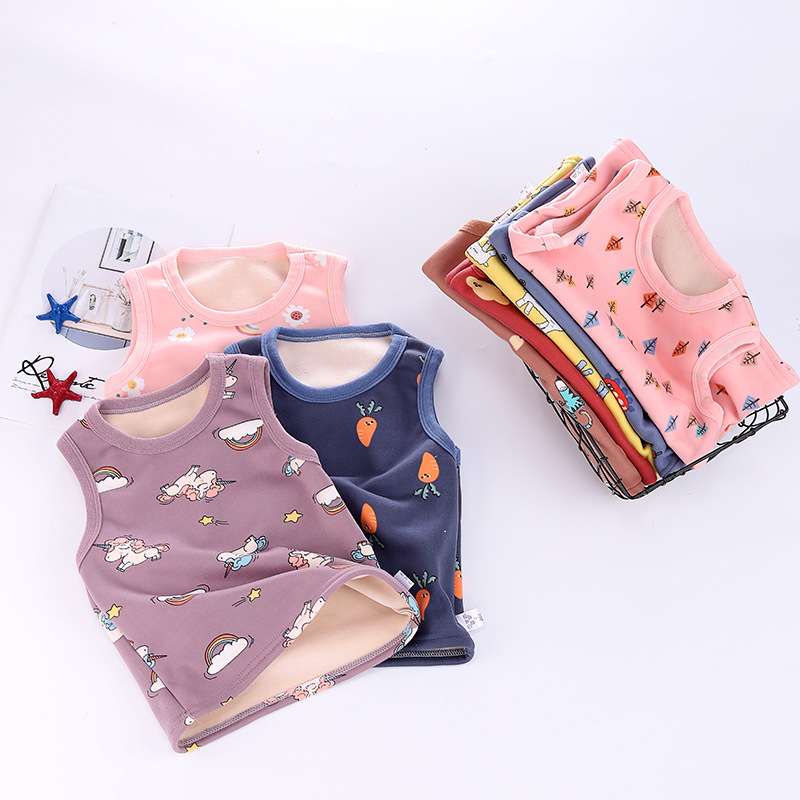 children Socket keep warm vest men and women baby Plush thickening Vest Children Primer waistcoat direct deal