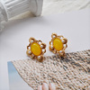 Yellow retro earrings, jewelry, wholesale, flowered