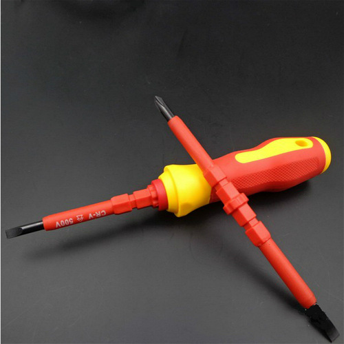 Three-piece set of four screwdrivers, dual-purpose electrical tools, insulated and voltage-resistant screwdriver, cross-shaped flat-head screwdriver