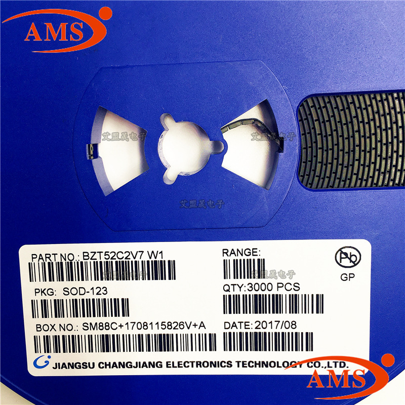 BZT52C2V7 丝印:W1 SOD-123 CJ/长电 贴片二极管晶体管 全新现货