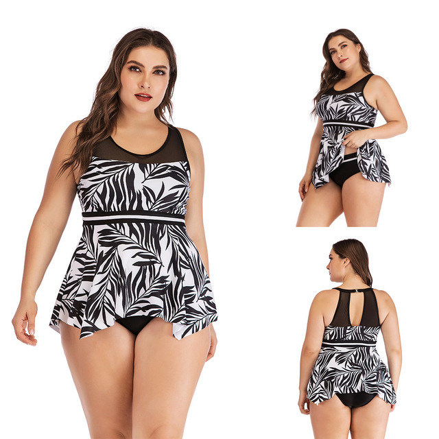 New fattening enlarged size split swimsuit printing show slim 