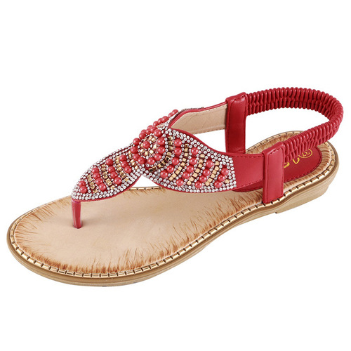 Diamond pearl women shoes pure clip toe elastic band sandals large size women sandals