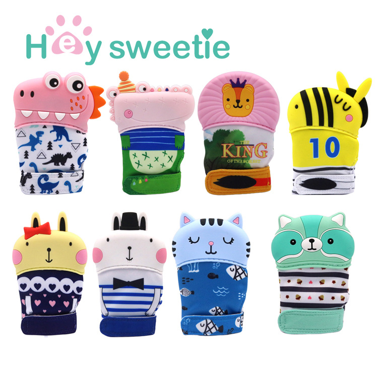 Customizable logo silica gel New products baby silica gel Toys baby Molar dinosaur Dental gum Gloves Wholesale