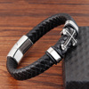 Retro bracelet handmade stainless steel, genuine leather