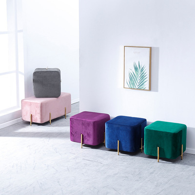 Northern Europe Simplicity Stainless steel Baidunzi fashion modern household Fangdeng couture Fabric art stool a living room Low stool