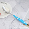 Rainbow -colored plastic handle stainless steel knife fork spoon dot and western tableware wave dot handle, bull buckle spoon