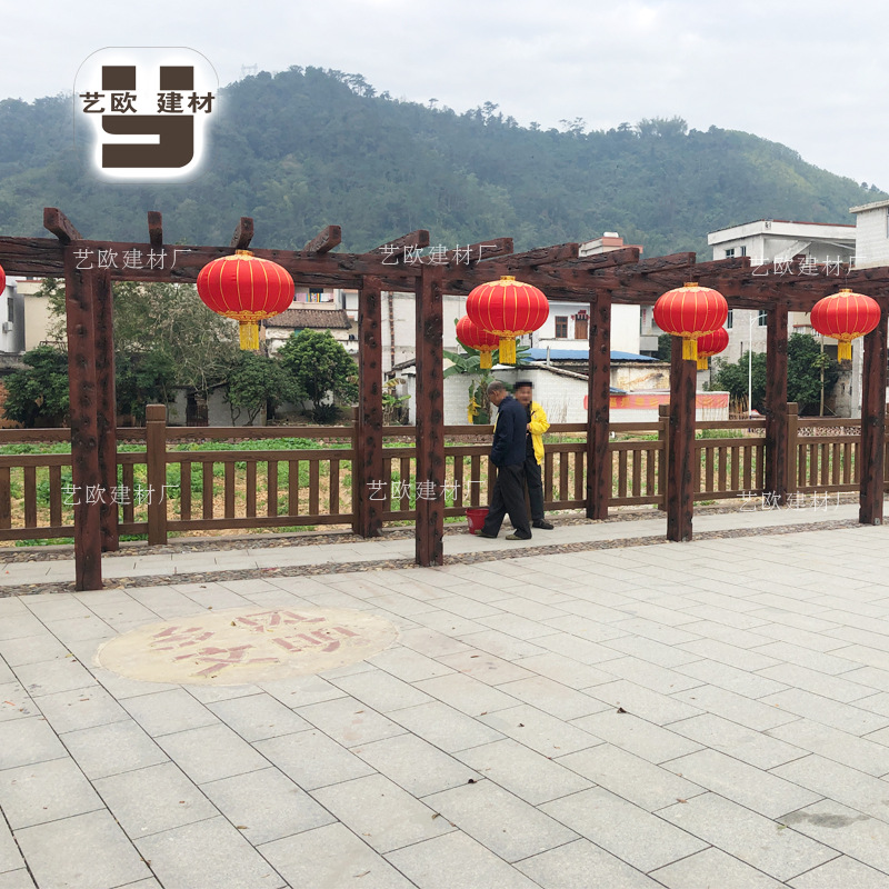 厂家仿木廊架花架栈道廊架葡萄架混凝土仿木纹长廊混凝土紫藤长廊|ms