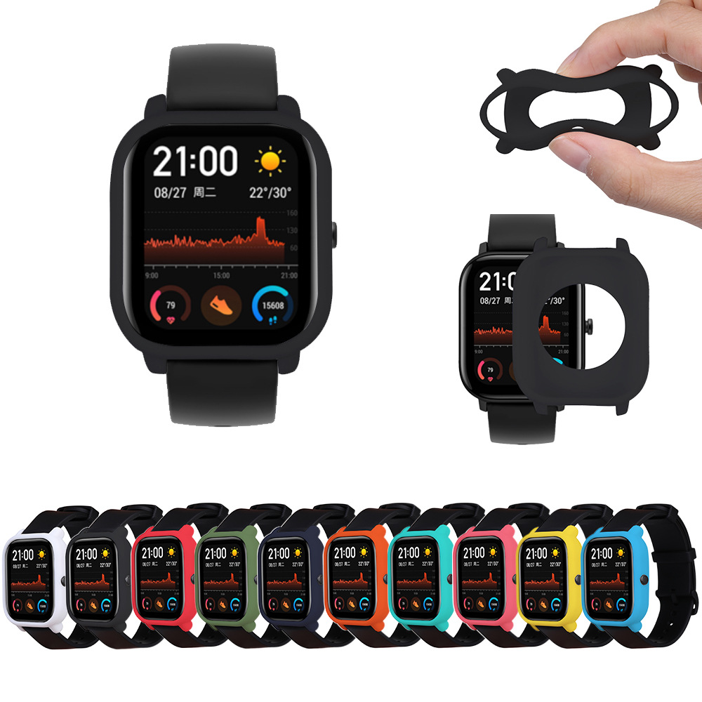 Suitable for Huami Amazfit GTS silicone protective case, solid color anti-drop and scratch-resistant soft rubber protective cover, soft undefined